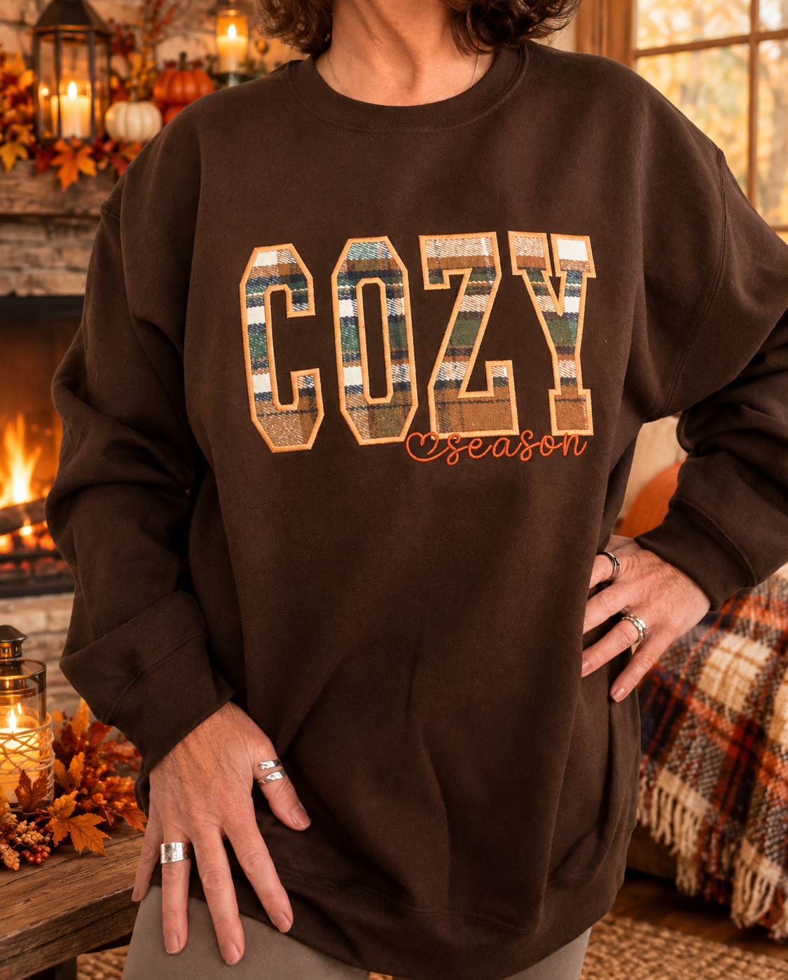 Cozy Season Embroidered Sweatshirt, Fall Crewneck, Comfy Season Shirt, Gift for Her