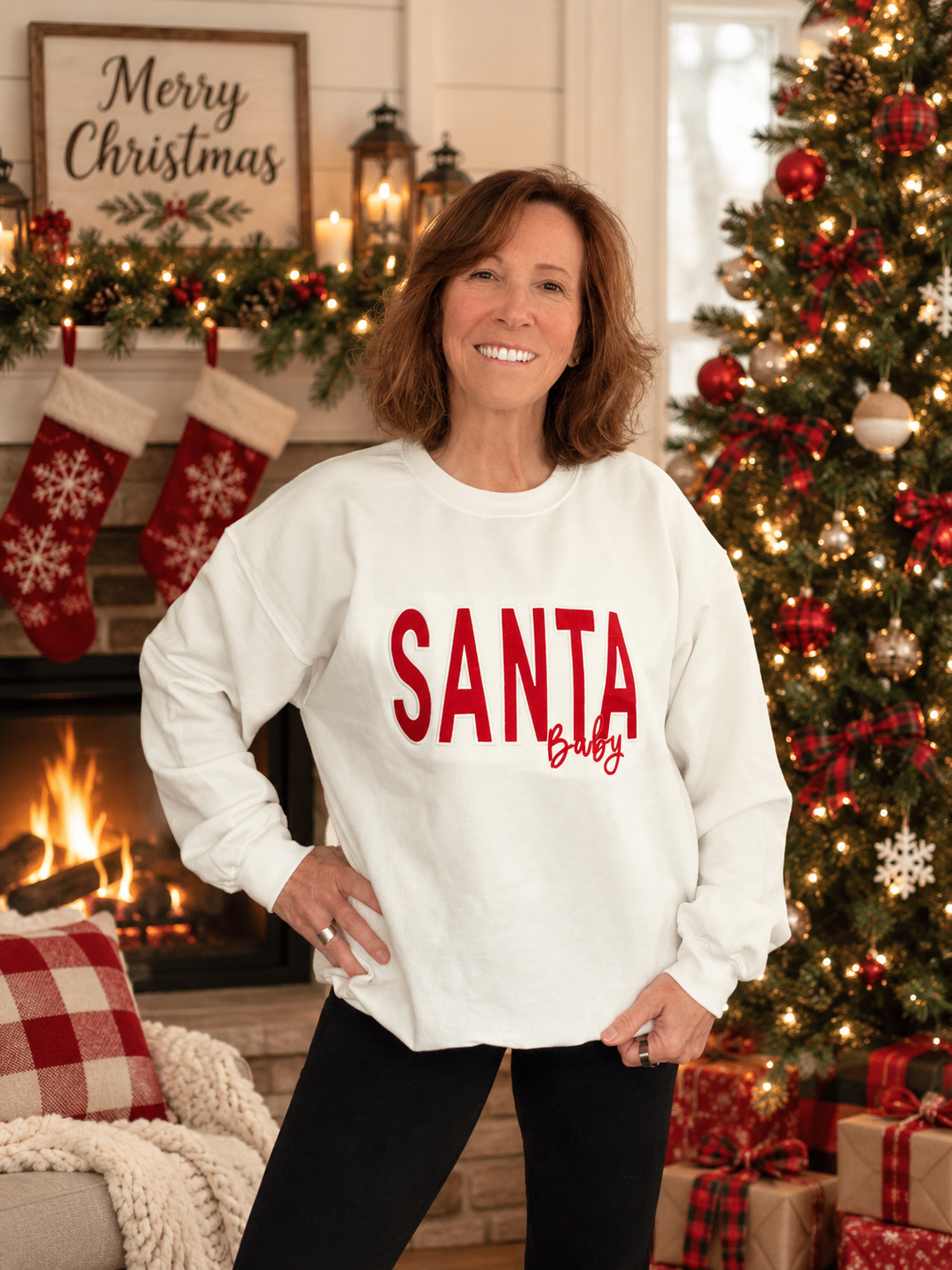 Santa Baby Christmas Sweatshirt, Holiday Sweater, Embroidered Christmas Shirt