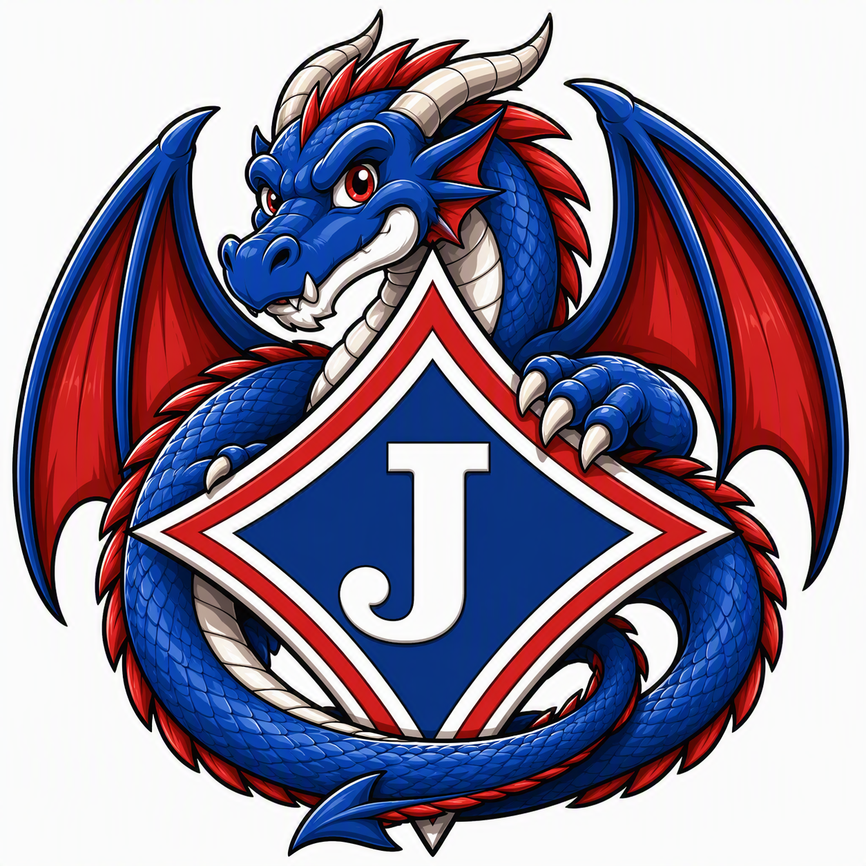 Youth Moisture Wicking Polo with DTF print of Dragon and School Logo