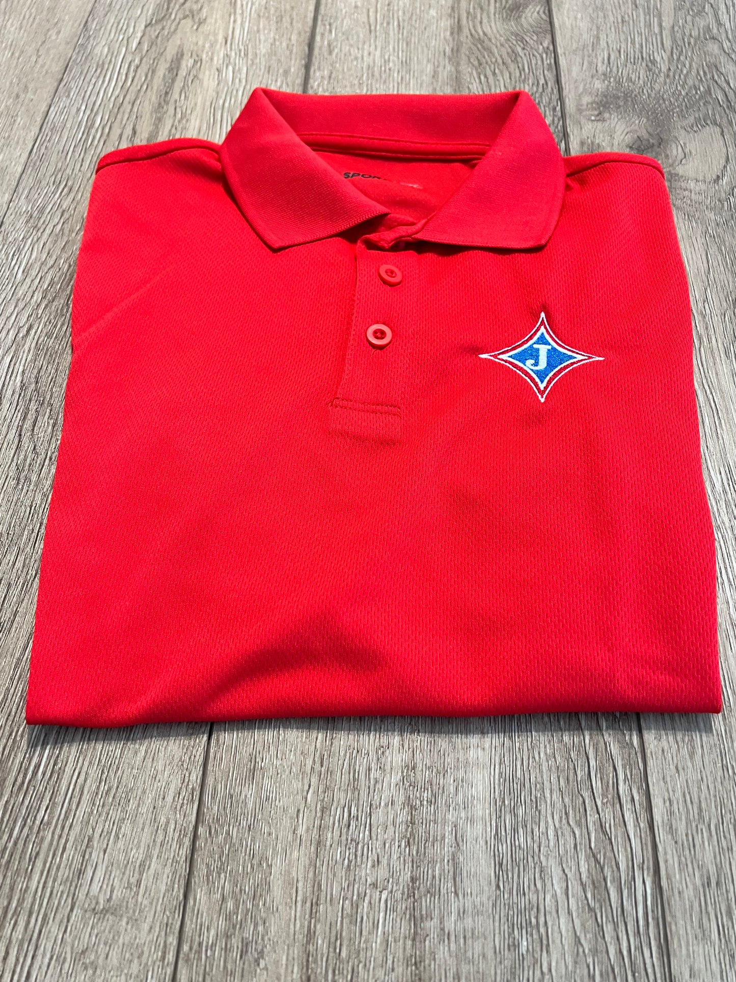 Youth Short Sleeve Moisture Wicking Polo with school logo