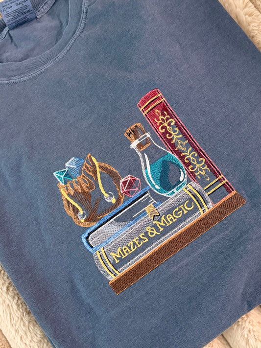 Mazes and Magic - Embroidered Gaming T-shirt