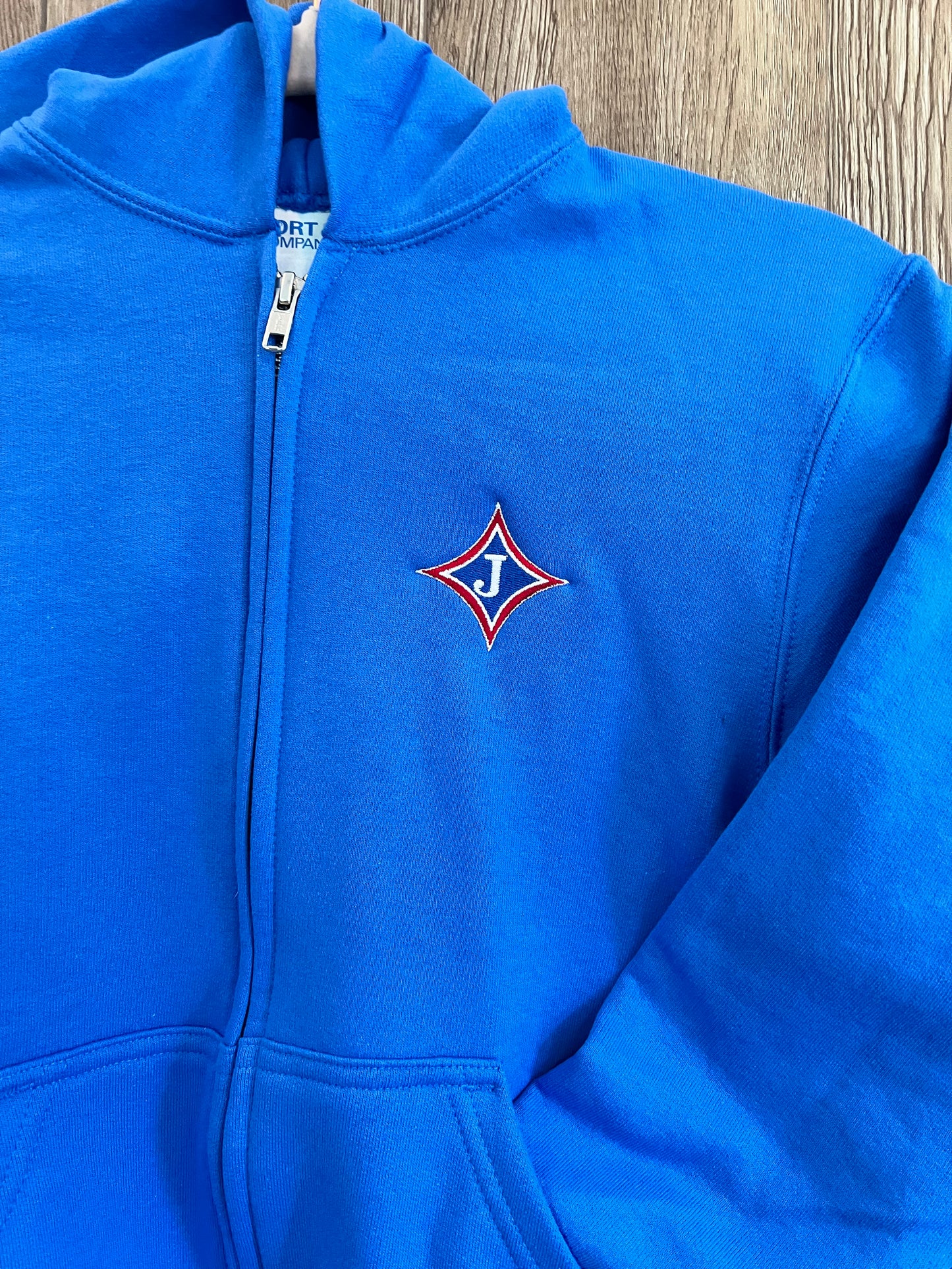 Youth Fleece Full-Zip Hooded Sweatshirt with school logo
