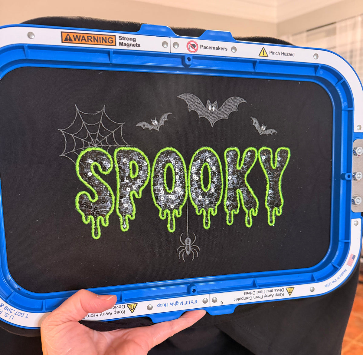 Spooky Embroidered Halloween Sweatshirt | Embroidered Halloween Shirt | Sequin Spooky Shirt