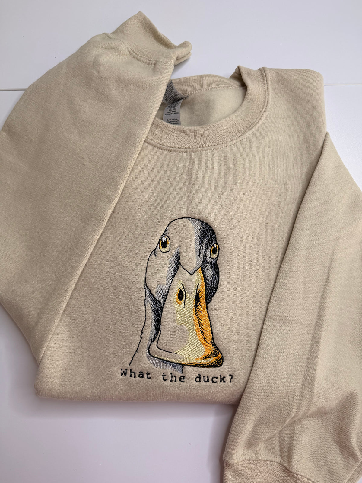 Embroidered Duck Sweatshirt, Funny Pun Crewneck, Sarcastic Humor