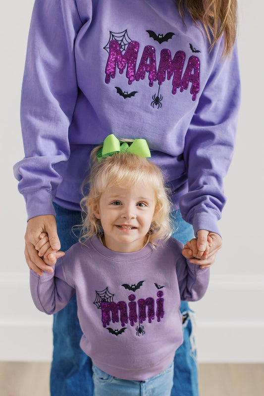 Mama Embroidered Halloween Sweatshirt | Fall Season Top | Embroidered Halloween Shirt