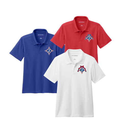 Youth Short Sleeve Moisture Wicking Polo with plain or bow school logo