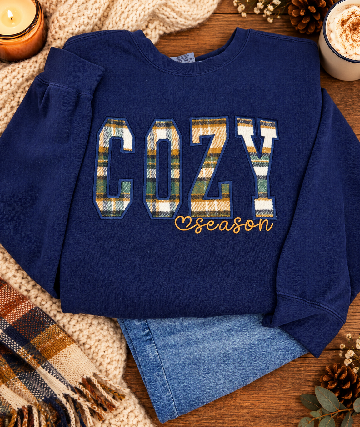 Cozy Season Embroidered Sweatshirt, Fall Crewneck, Comfy Season Shirt, Gift for Her