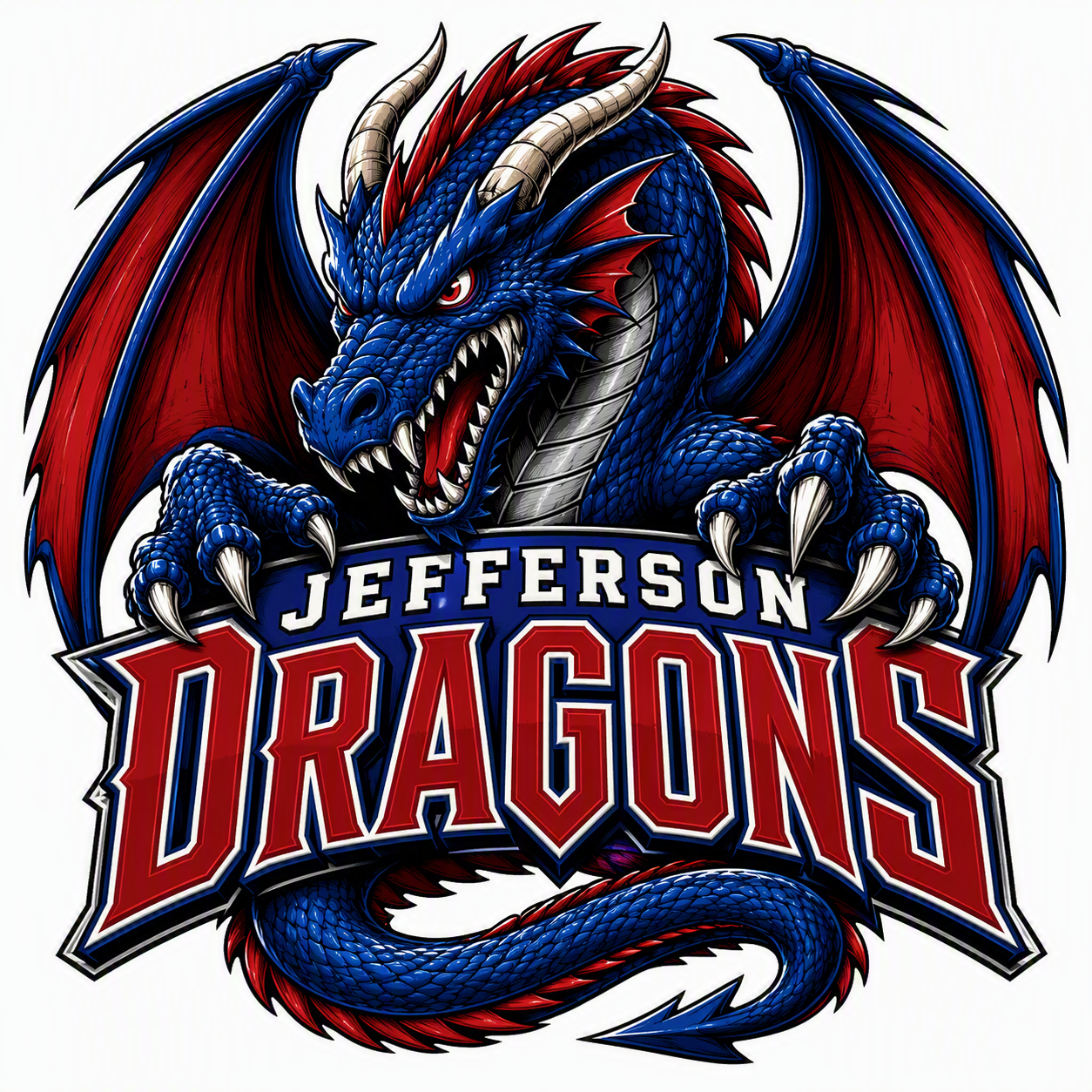 Sweatshirt with Fierce, Fighting Jefferson Dragon - DTF Print