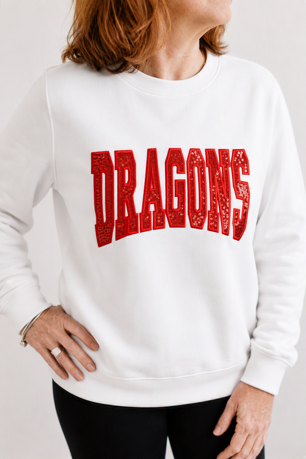 Dragons Flat Sequins Spiritwear Top | Dragons Sparkly Embroidered Sweatshirt