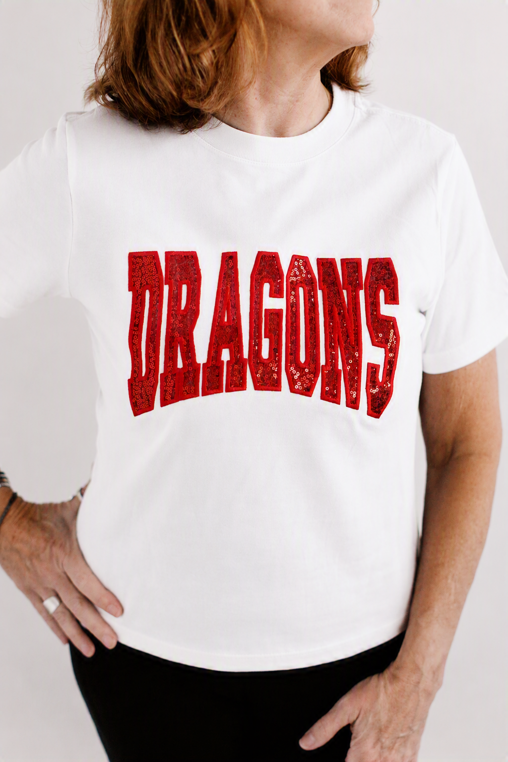 Dragons Flat Sequins Spiritwear Top | Dragons Sparkly Embroidered Sweatshirt