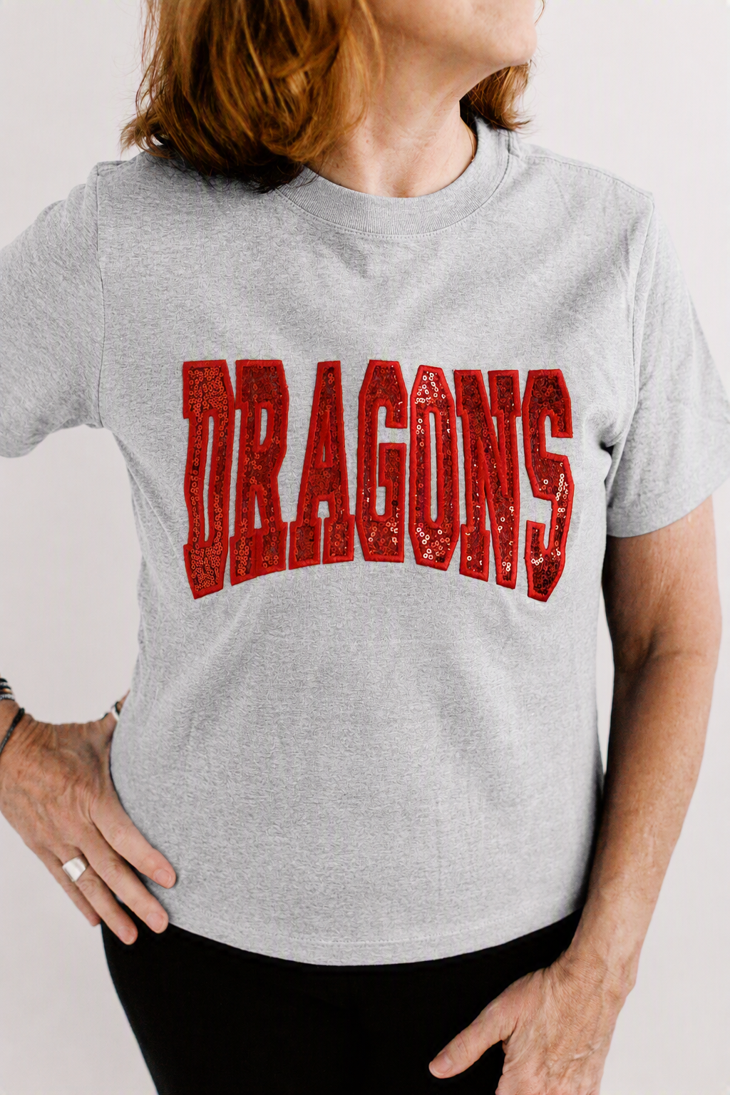 Dragons Flat Sequins Spiritwear Top | Dragons Sparkly Embroidered Sweatshirt