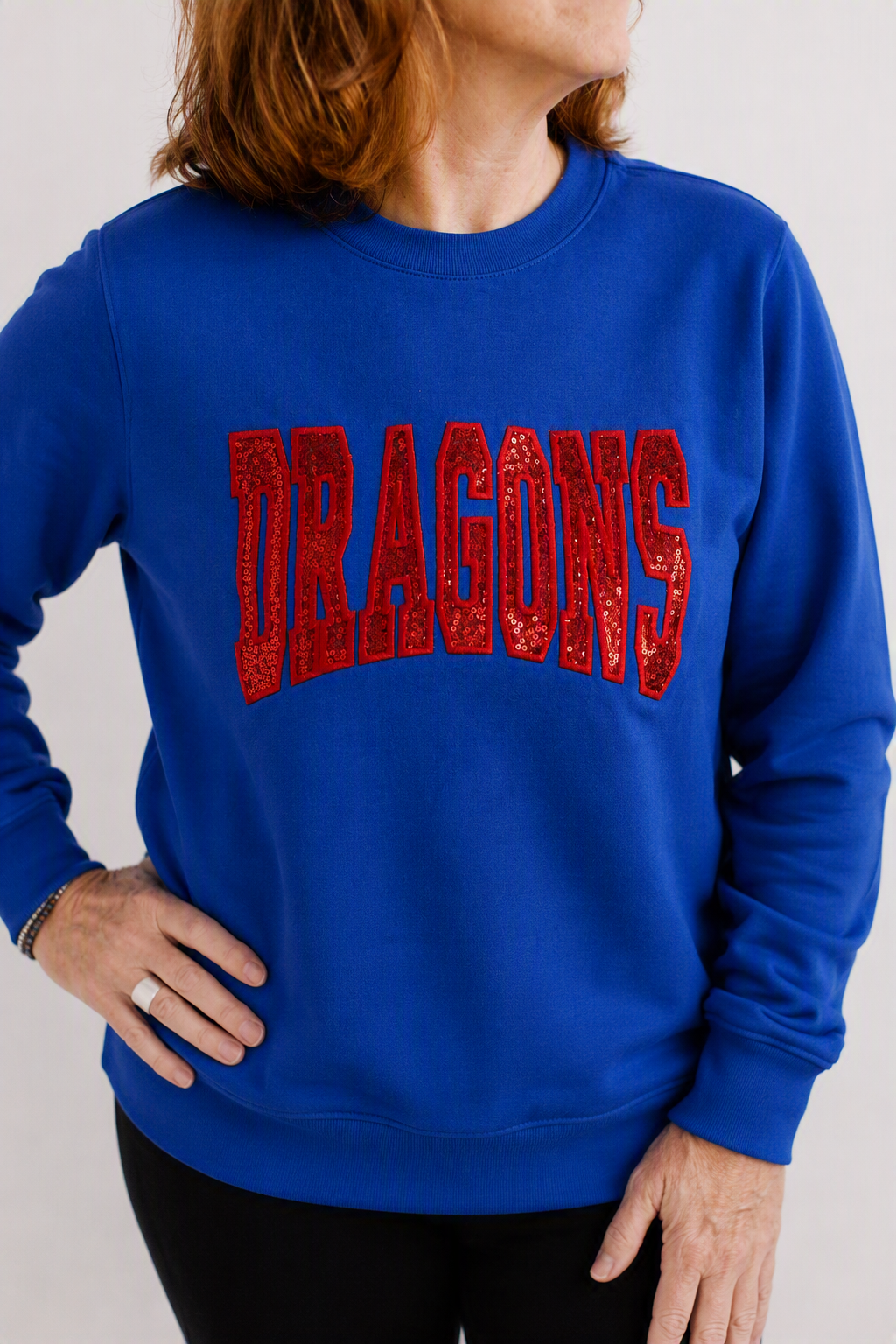 Dragons Flat Sequins Spiritwear Top | Dragons Sparkly Embroidered Sweatshirt
