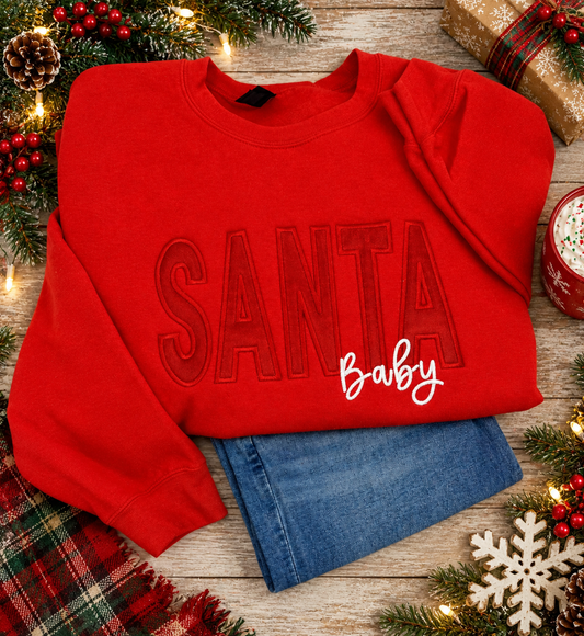 Santa Baby Christmas Sweatshirt, Holiday Sweater, Embroidered Christmas Shirt