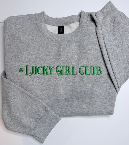 Embroidered Lucky Girl Club Sweatshirt | St Patrick's Day Crewneck