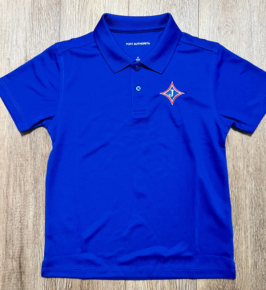 Youth Short Sleeve Moisture Wicking Polo with school logo