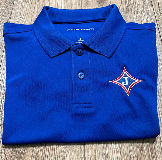 Youth Short Sleeve Moisture Wicking Polo with school logo