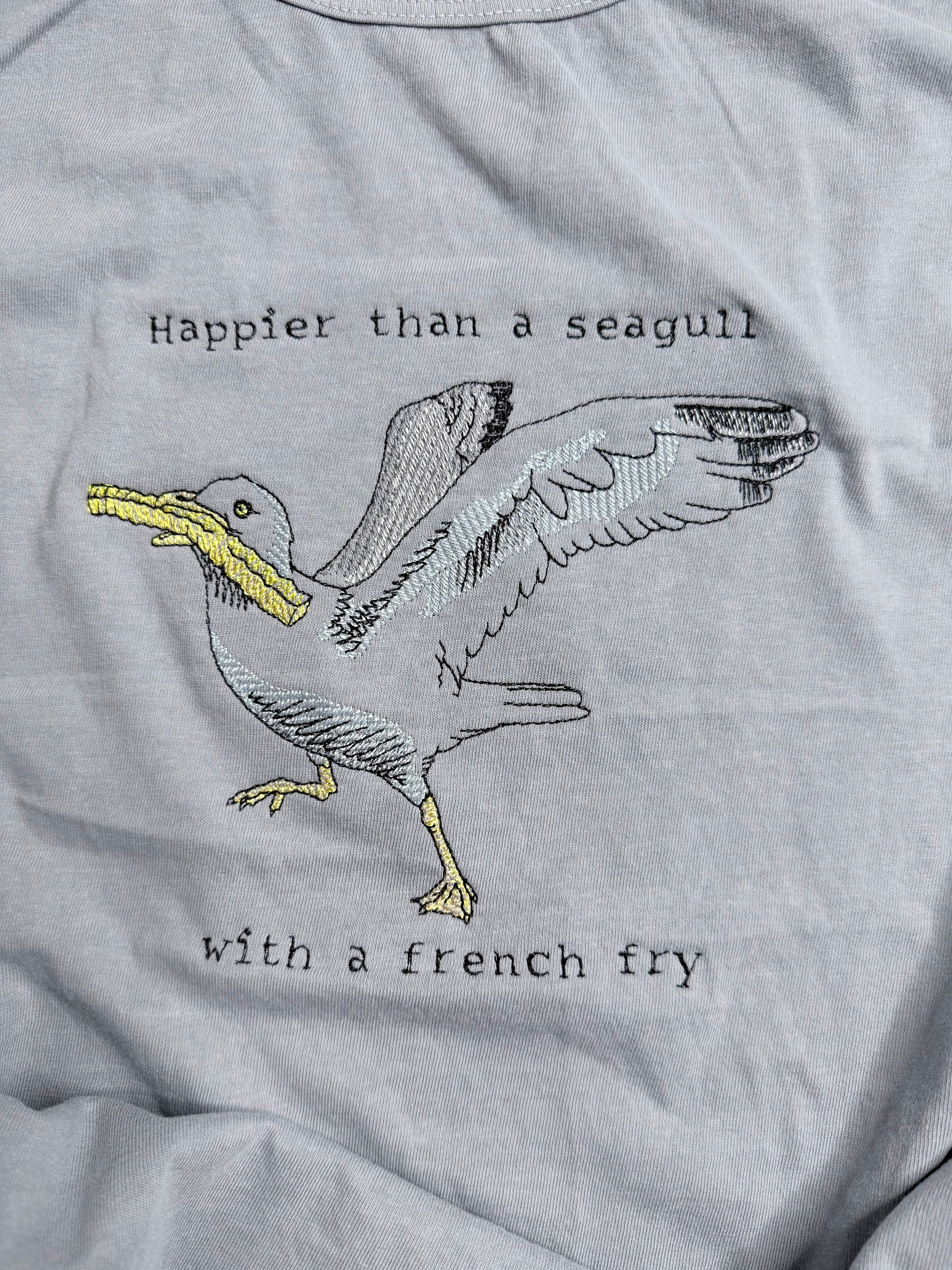 Embroidered Seagull summer tank top or t-shirt.