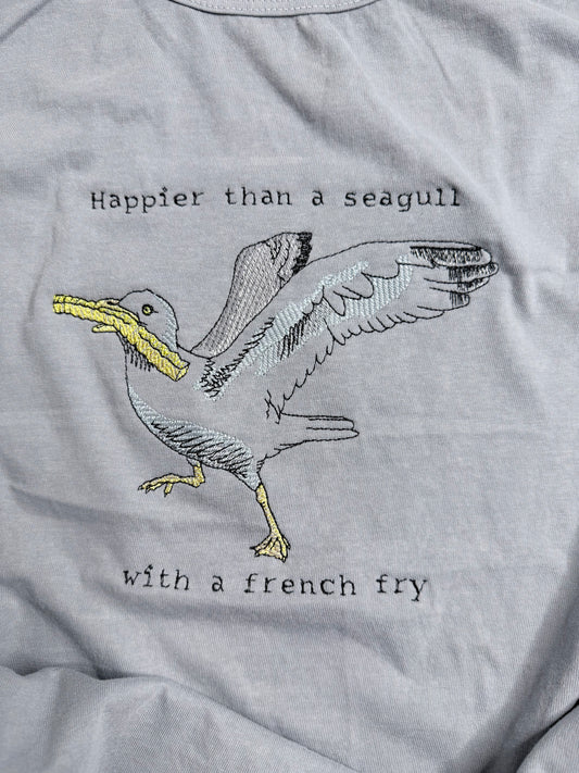 Embroidered Seagull summer tank top or t-shirt.