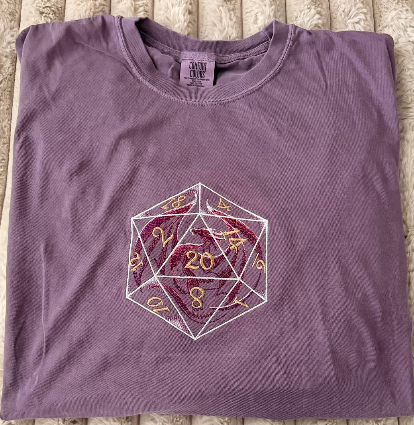 D20 Gamer Dragon Dice - Embroidered Gaming T-Shirt