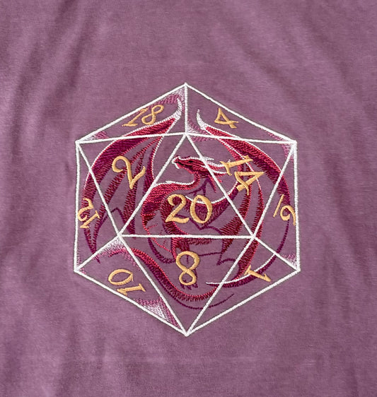 D20 Gamer Dragon Dice - Embroidered Gaming T-Shirt