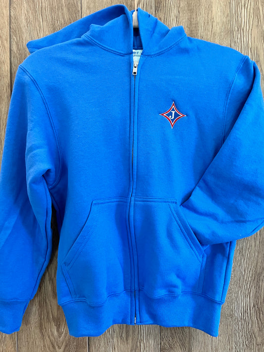 Youth Fleece Full-Zip Hooded Sweatshirt with school logo