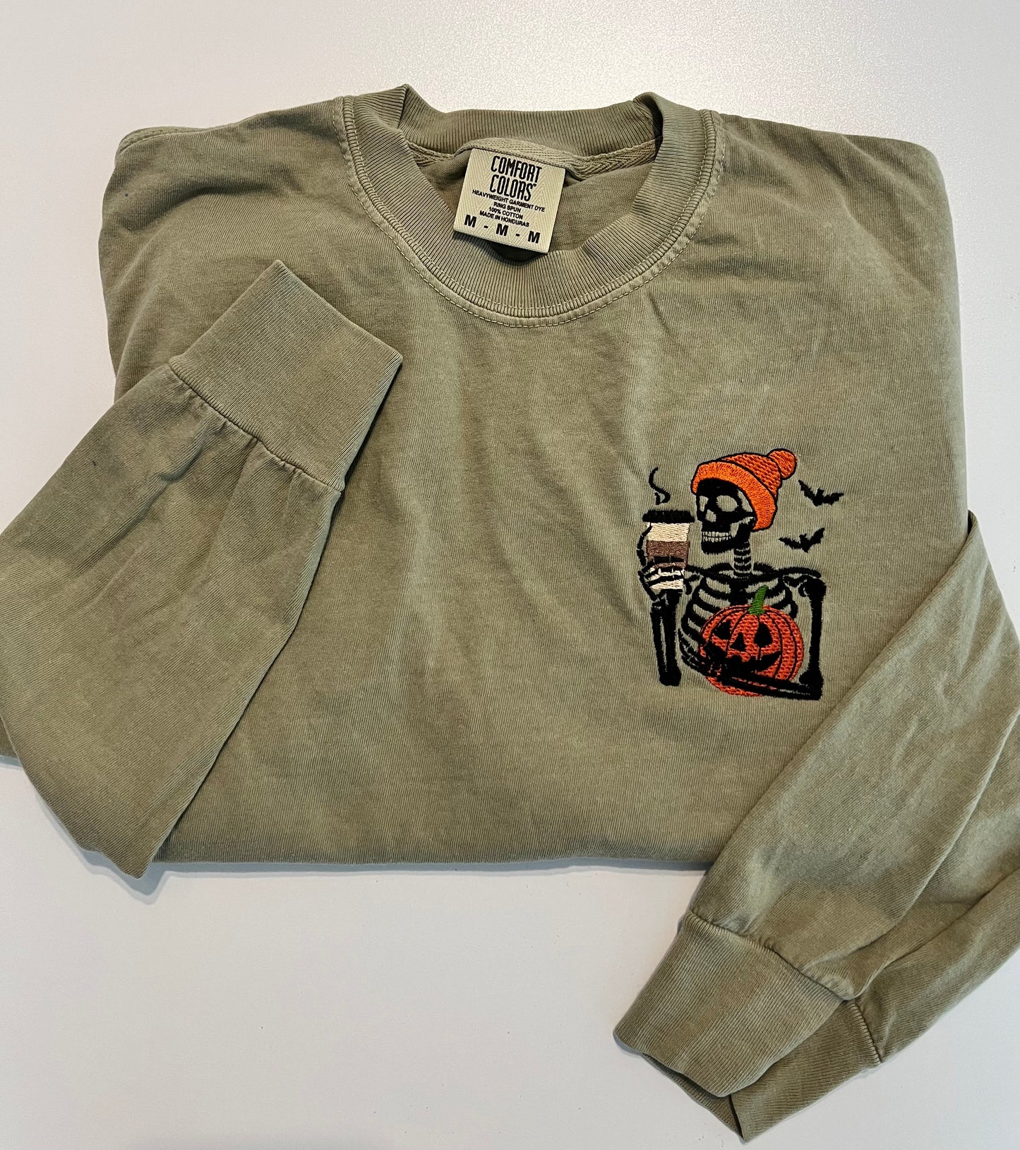 Skeleton With Coffee Long Sleeve T-Shirt