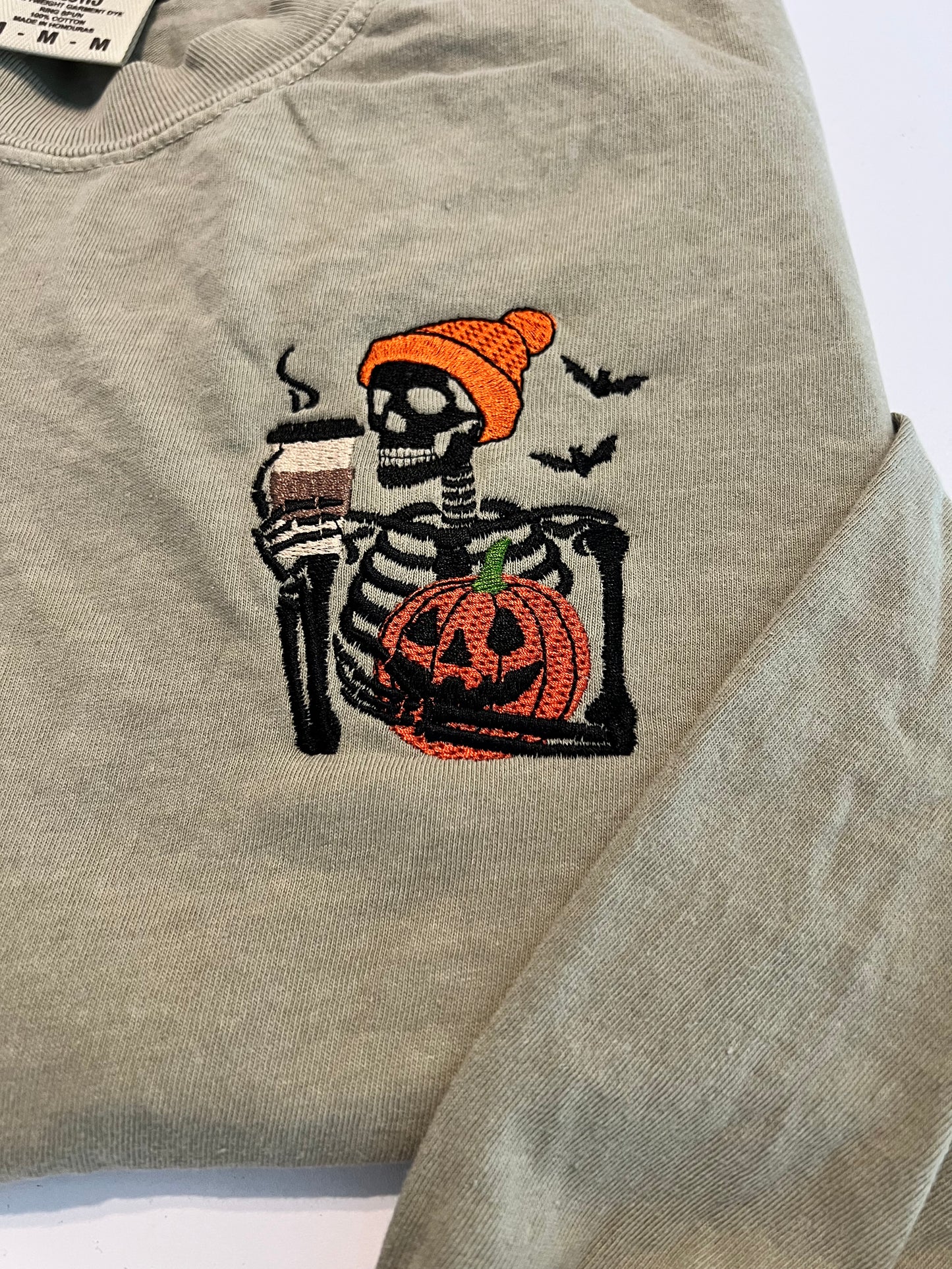 Skeleton With Coffee Long Sleeve T-Shirt