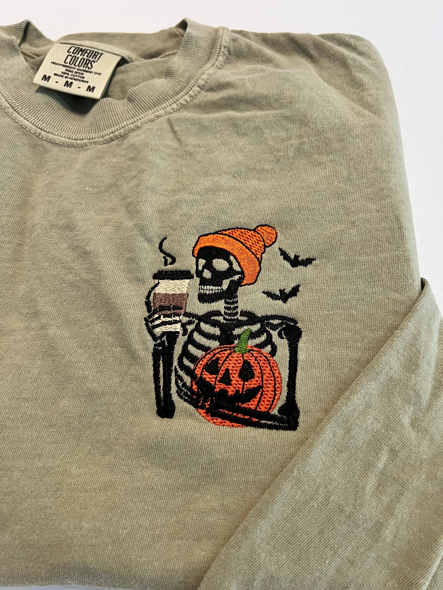Skeleton With Coffee Long Sleeve T-Shirt