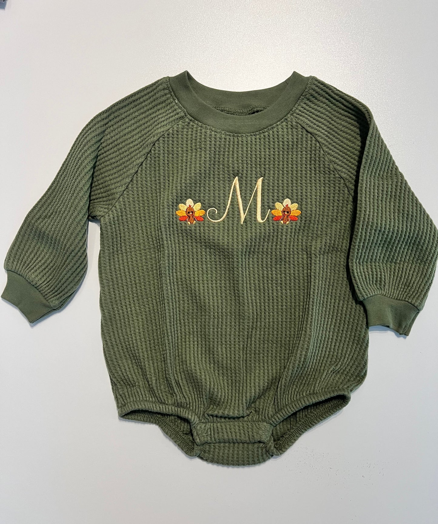 Thanksgiving Turkey Long-Sleeve Fleece One-Piece Romper