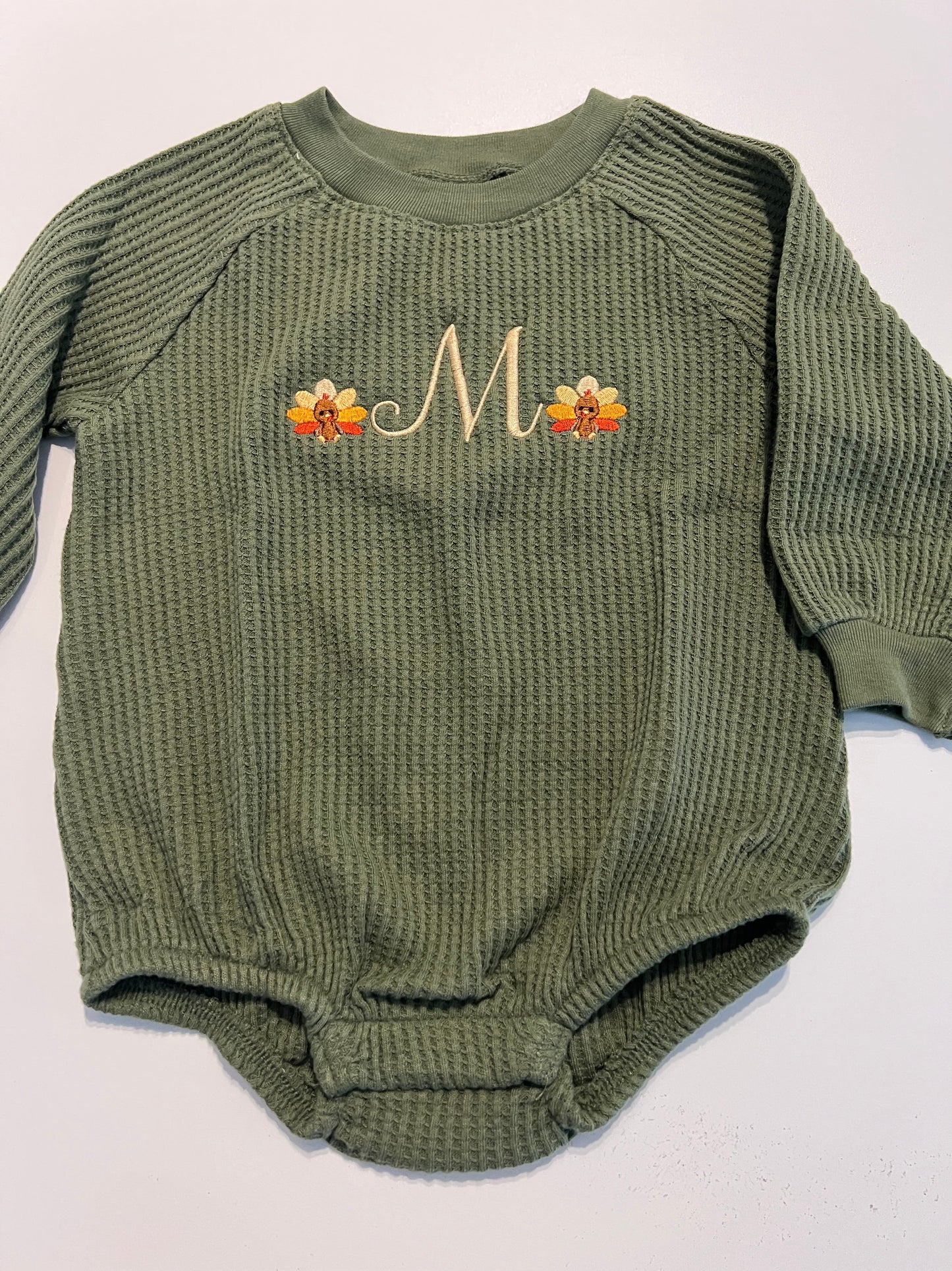 Thanksgiving Turkey Long-Sleeve Fleece One-Piece Romper