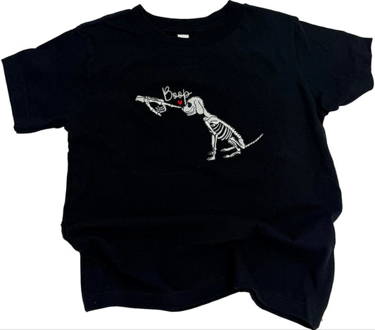 Embroidered Skeleton Dog Nose Boop | Glow in the Dark Embroidered Shirt |Spooky Season Top