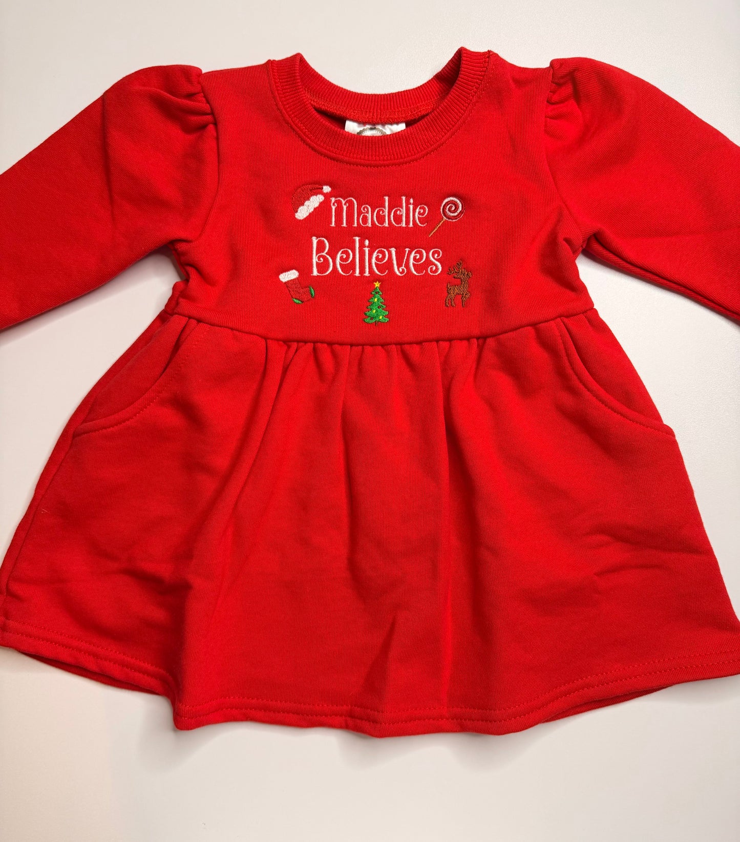 Embroidered Christmas Sweatshirt Dress