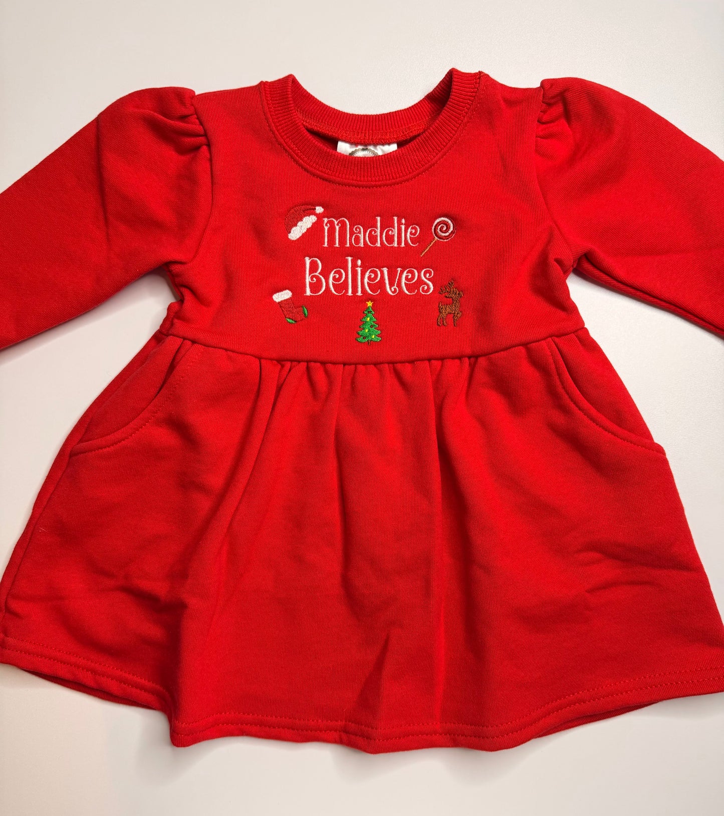 Embroidered Christmas Sweatshirt Dress