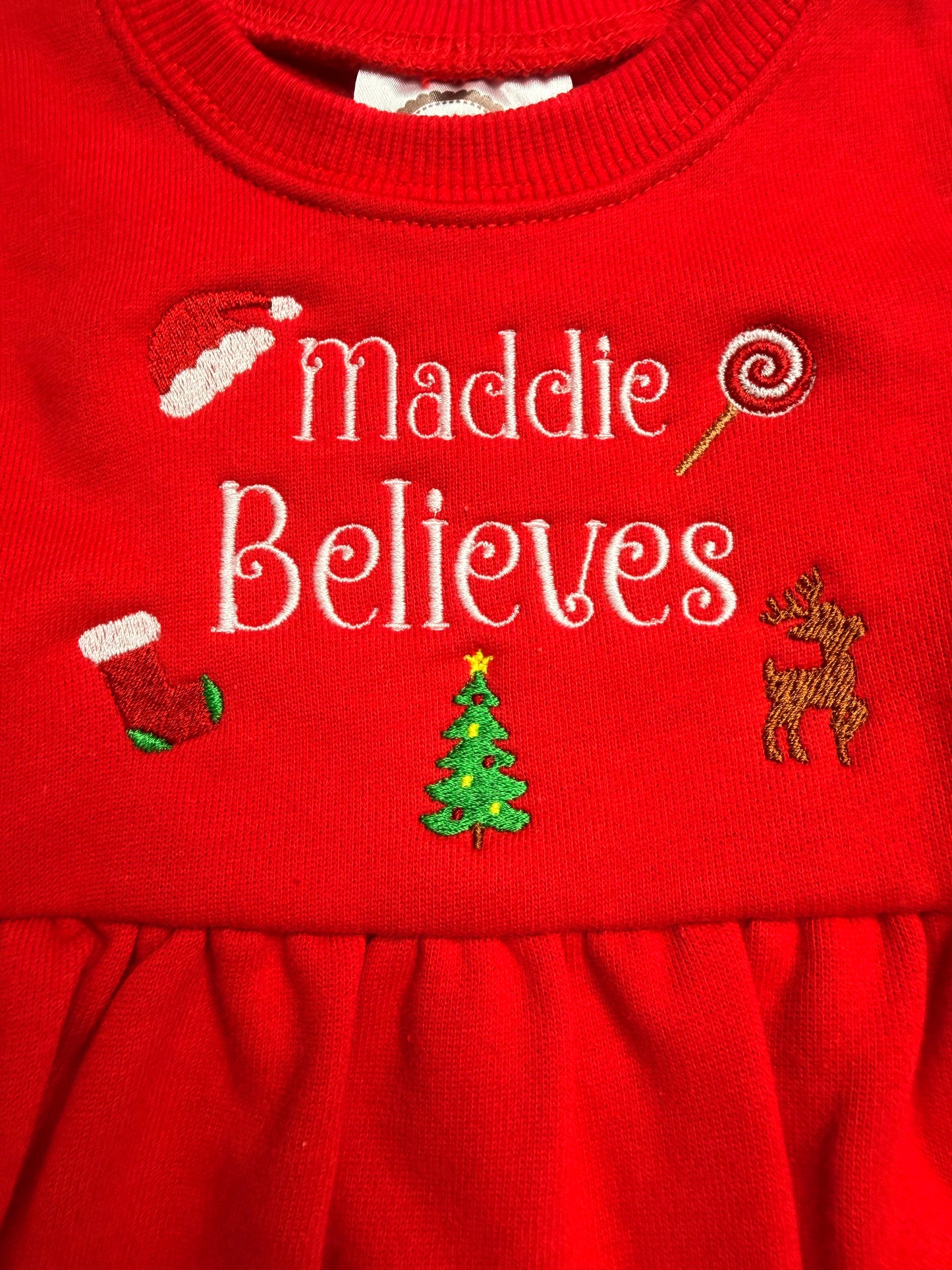 Embroidered Christmas Sweatshirt Dress