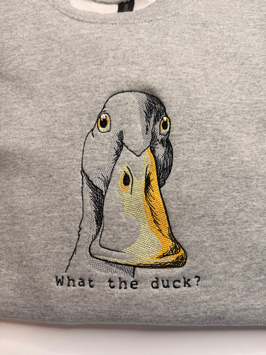 Embroidered Duck Sweatshirt, Funny Pun Crewneck, Sarcastic Humor