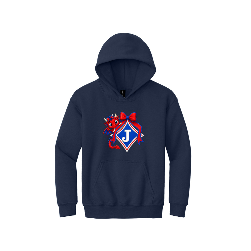 Youth Sweatshirt with Cute Girl Dragon with Bow and Bow Logo - DTF Print