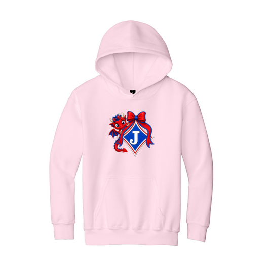 Youth Sweatshirt with Cute Girl Dragon with Bow and Bow Logo - DTF Print