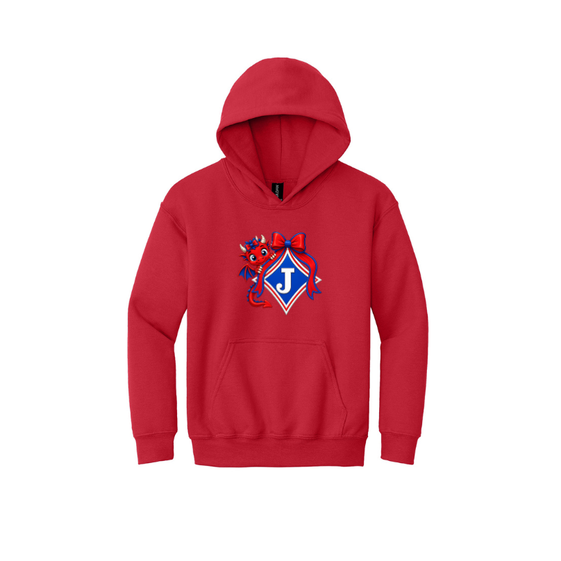 Youth Sweatshirt with Cute Girl Dragon with Bow and Bow Logo - DTF Print