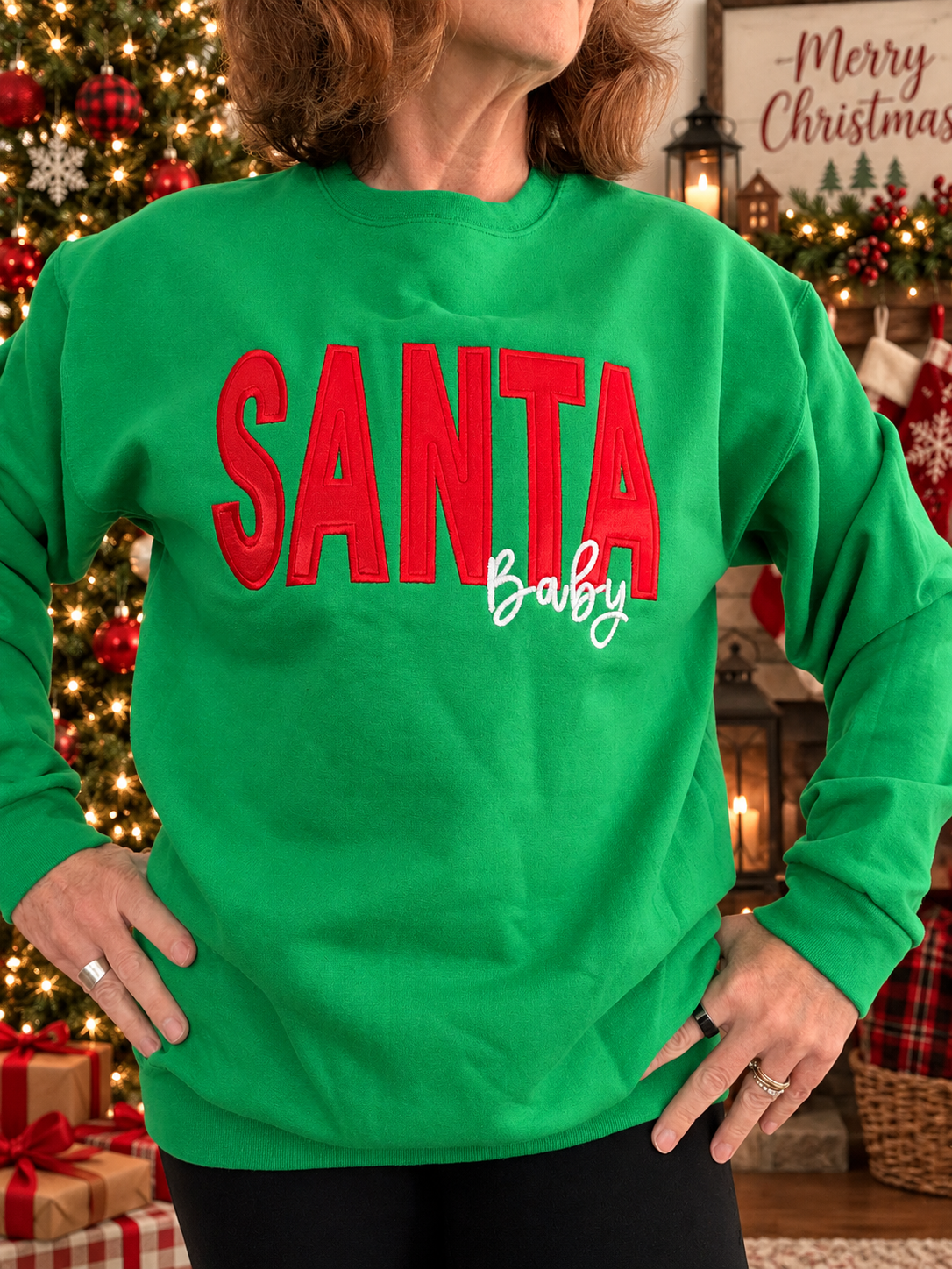 Santa Baby Christmas Sweatshirt, Holiday Sweater, Embroidered Christmas Shirt