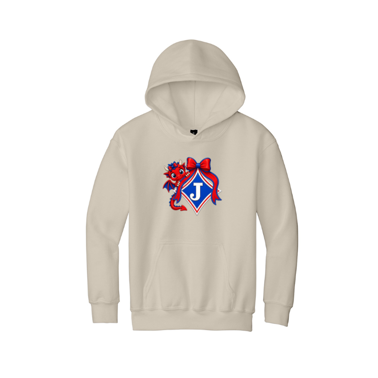 Youth Sweatshirt with Cute Girl Dragon with Bow and Bow Logo - DTF Print
