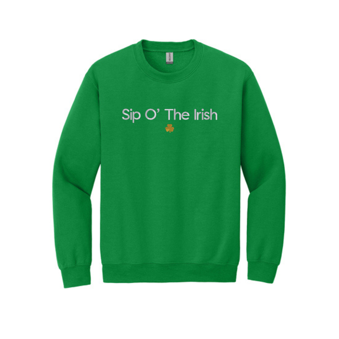 Embroidered Sip O the Irish  Sweatshirt  | St Patrick's Day Crewneck | Fun Irish Sweater | St Patty's Day Top