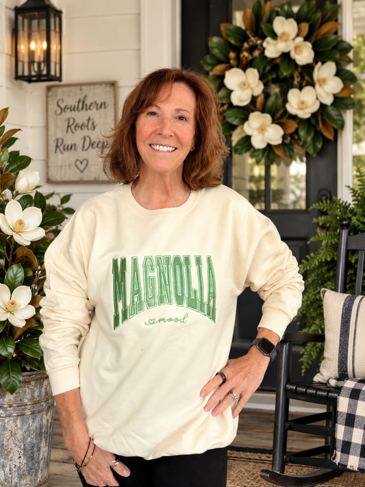 Embroidered Magnolia Mood Sweatshirt, Southern Charm Crewneck, Gift for Her