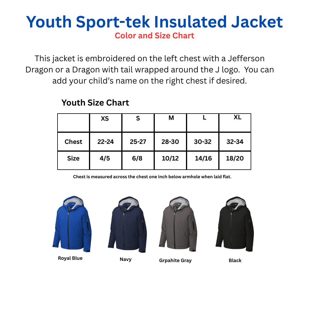 Youth Waterproof Insulated Jacket with cute dragon