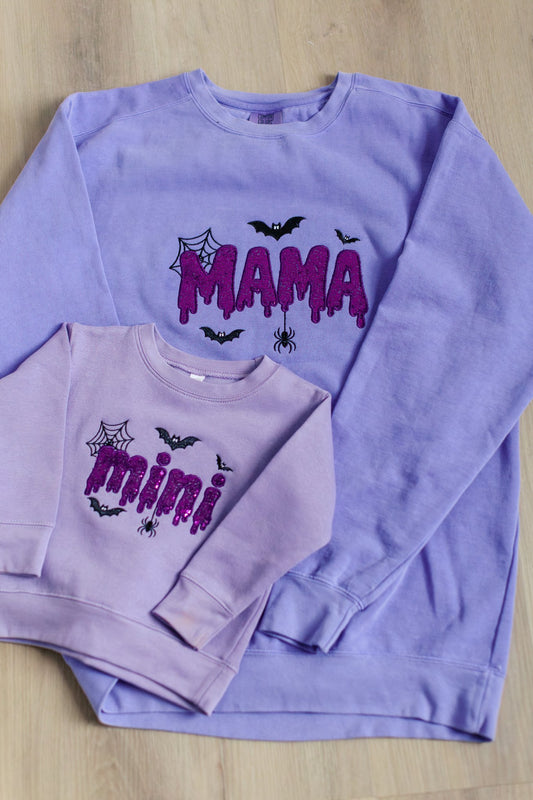 Mama and Mini Embroidered Halloween Sweatshirt Set| Fall Season Top | Embroidered Halloween Shirt