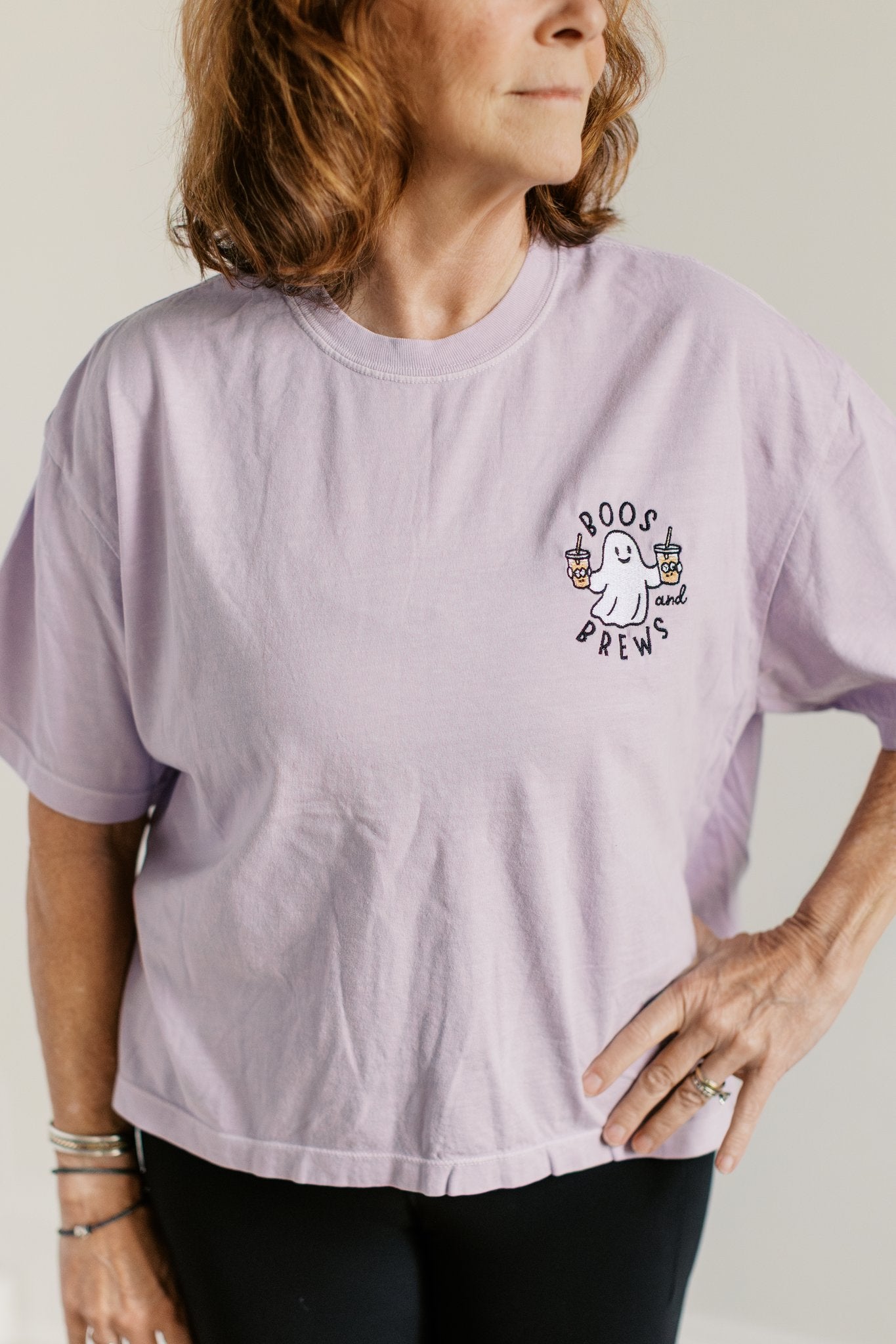 Embroidered Ghost Coffee Halloween Shirt | Fall Season Top | Embroidered Halloween Shirt