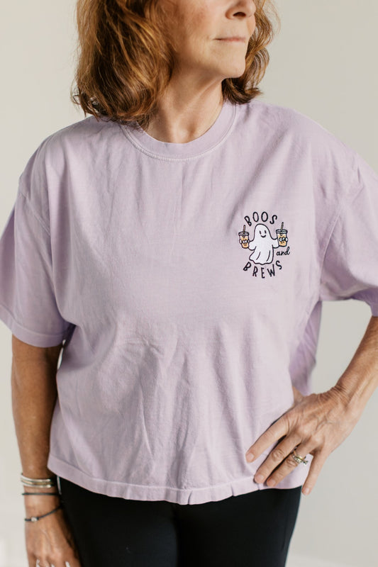 Embroidered Ghost Coffee Halloween Shirt | Fall Season Top | Embroidered Halloween Shirt