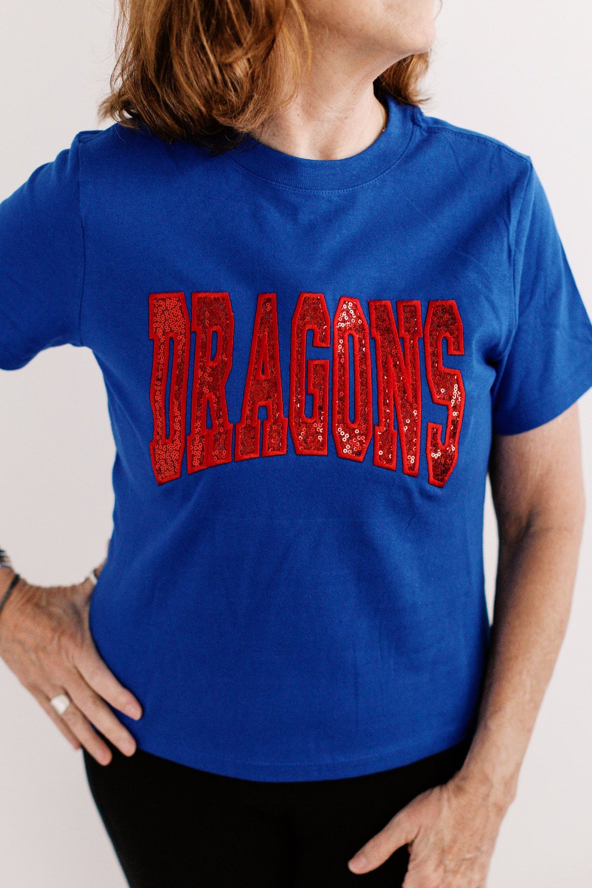 Dragons Flat Sequins Spiritwear Top | Dragons Sparkly Embroidered Sweatshirt