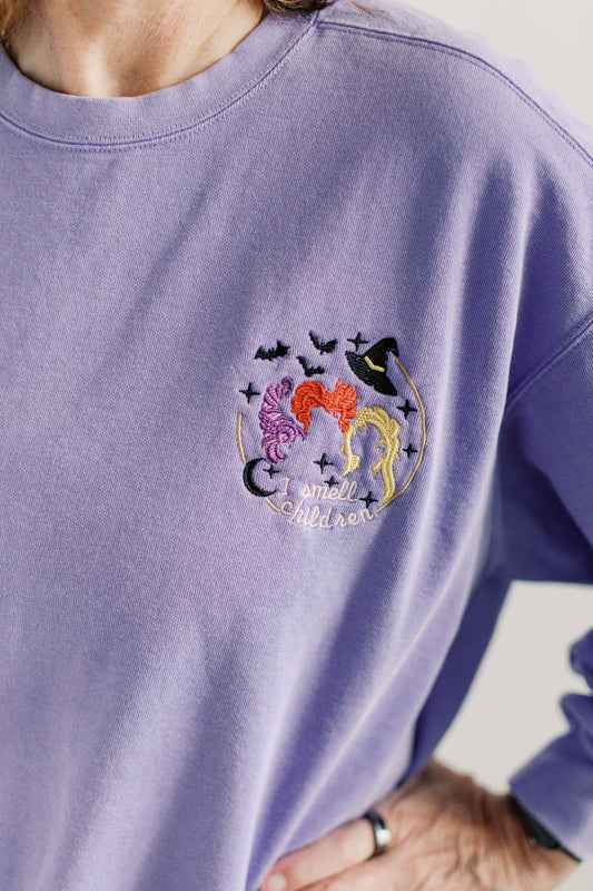 Embroidered 'I Smell Children' Halloween Sweatshirt | Fall Season Top | Embroidered Halloween Shirt