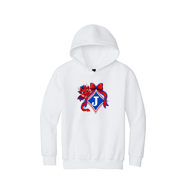Youth Sweatshirt with Cute Girl Dragon with Bow and Bow Logo - DTF Print