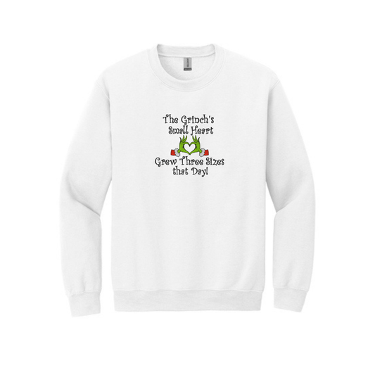 Grinch's Heart Grew Tree Sizes -  Crewneck Sweatshirt